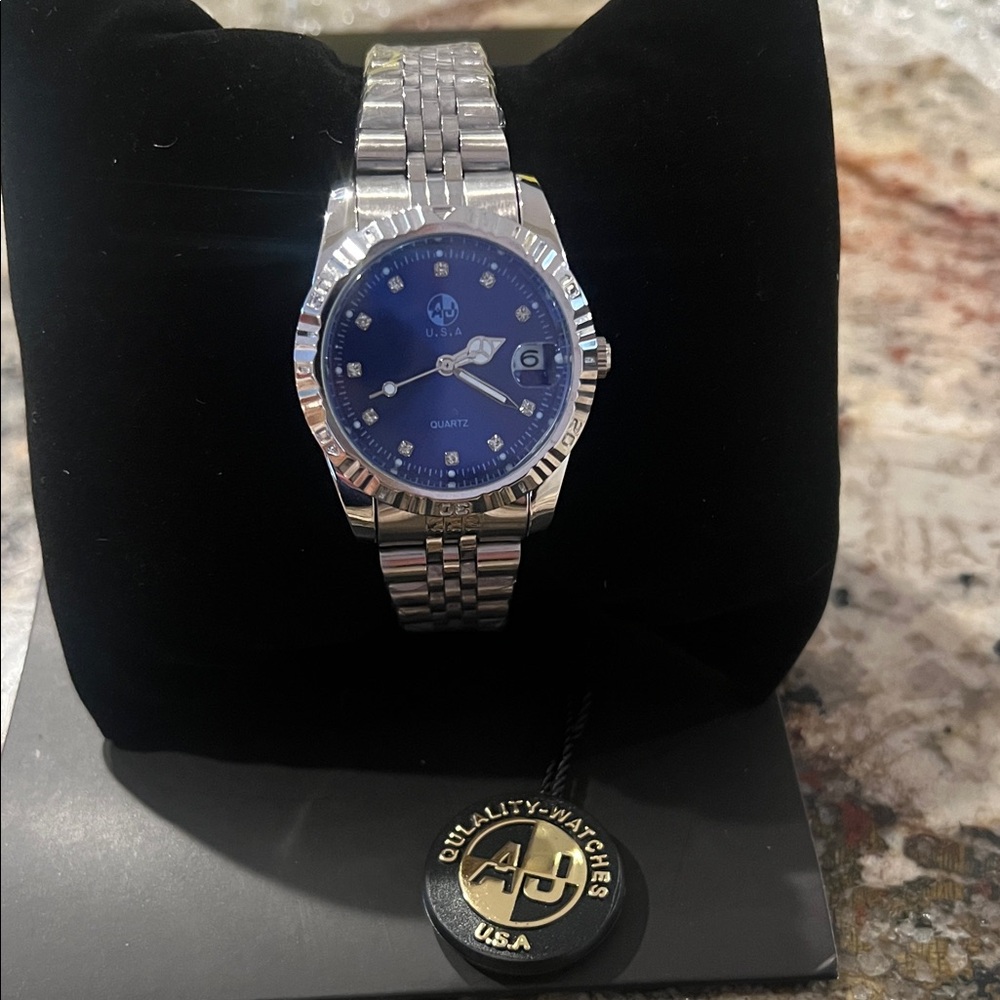 Silver and Blue Men's Watch
